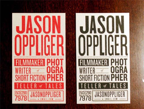 typography business cards