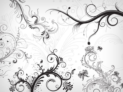 floral and swirl vectors