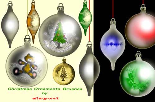 christmas tree and ornament brushes