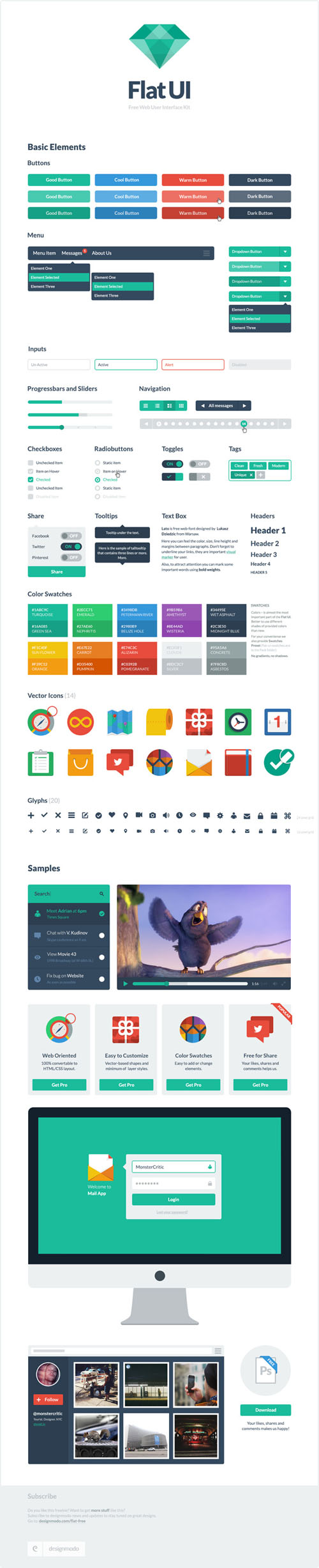 14 Free CSS/HTML UI Kits  Designbeep