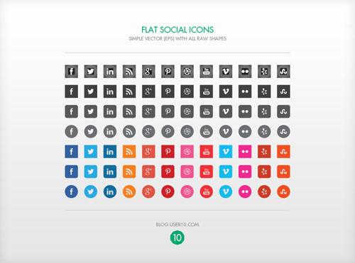 free flat social icons