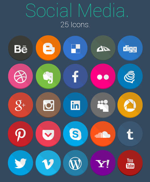 18 Beautiful Free Flat Social Media Icon Sets - Designbeep