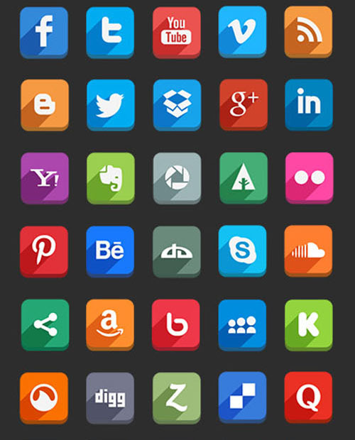 free flat social icons