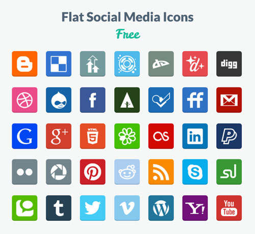 free flat social icons