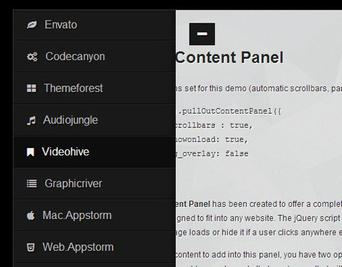 jquery side panel menu plugins