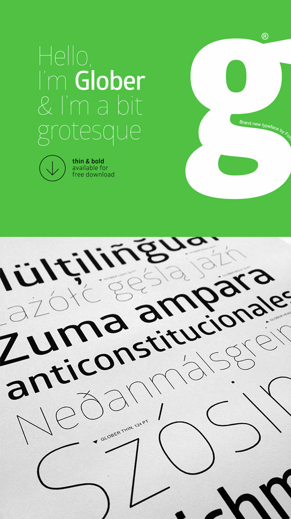 3.Free Font Of The Day  Glober ( thin and bold )