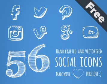 Free Download : Social Hand Drawn Icons | Designbeep