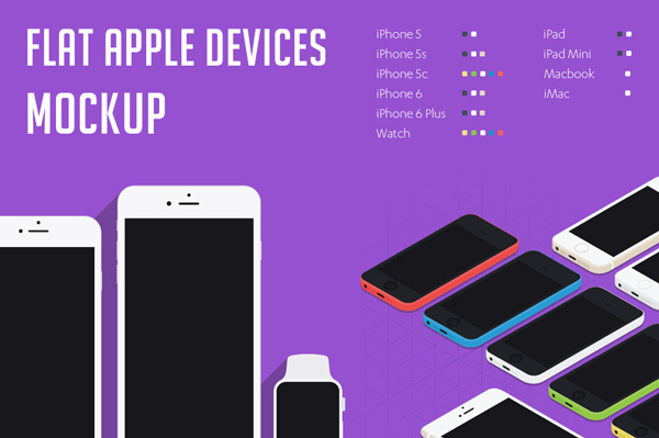 Flat Apple Devices Mockup