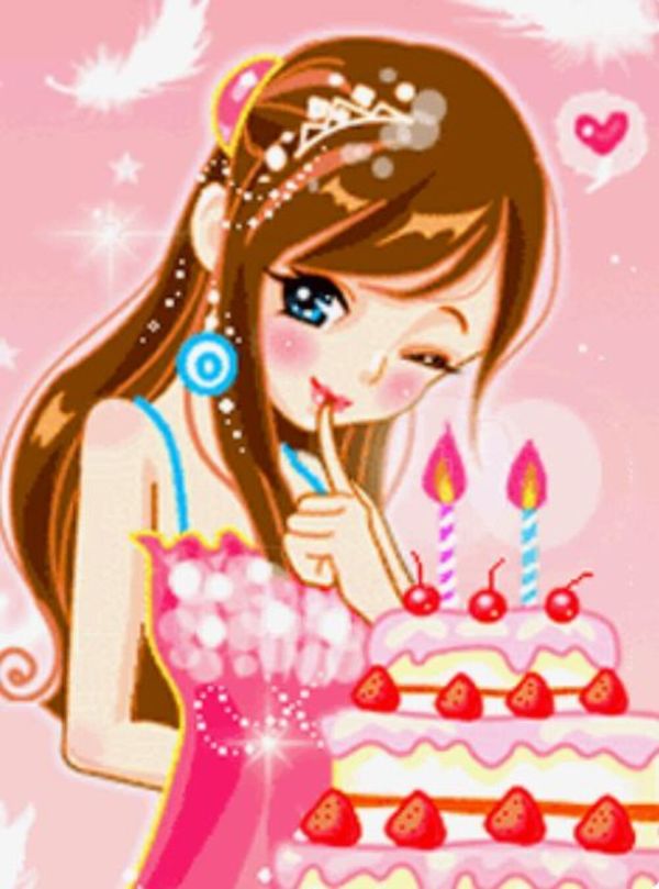 cute girl happy birthday cartoon