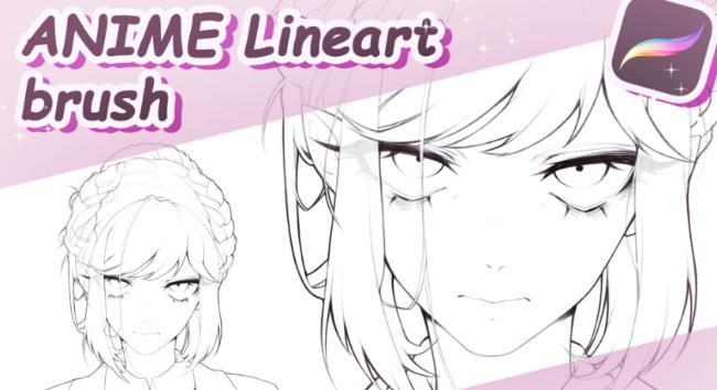 Anime Procreate lineart brush example
