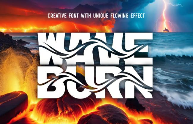 Wave Burn - fiery wavy font