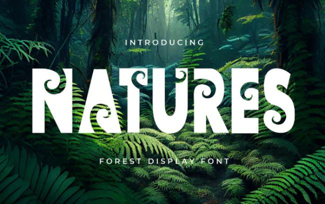 Natures decorative flower font featuring bold display letters with comprehensive botanical decorations and natural motifs