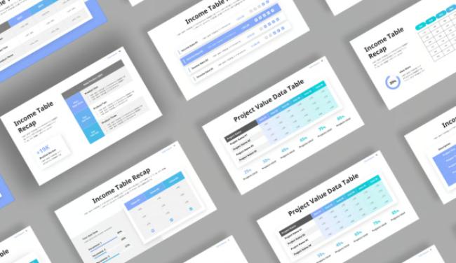 Clean table data presentation template with multiple layout options