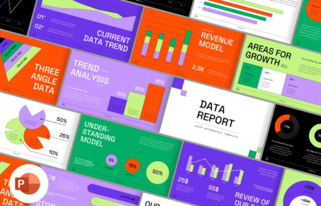 Annual data report template with executive summary slides