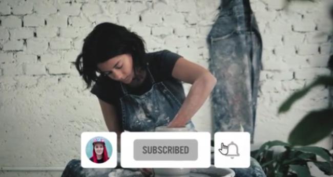 Profile picture with animated subscribe and bell buttons
