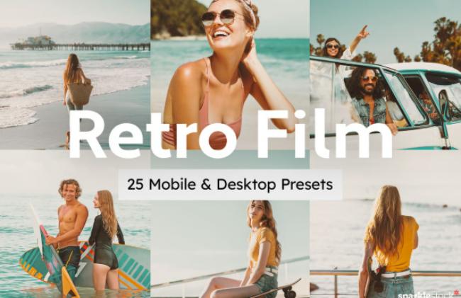 Retro film Lightroom preset with cinematic LUTs