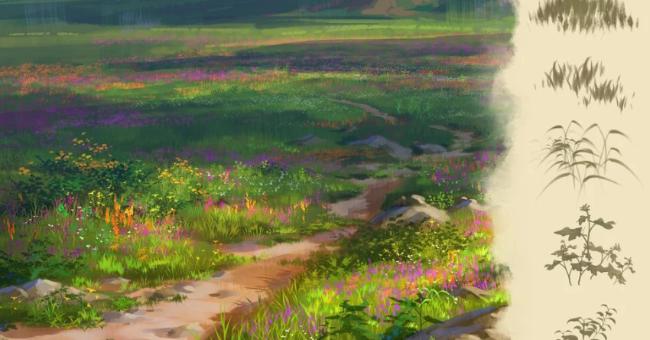 Grass and fields brush pack for Procreate