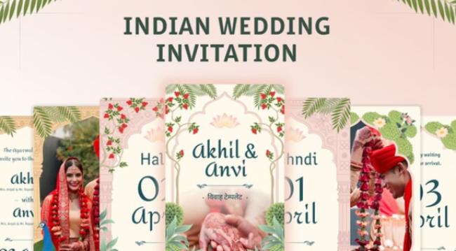 Modern Hindu Wedding Invitation