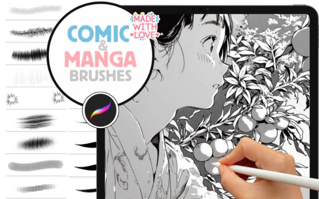 Curated anime Procreate brush set for comic styles