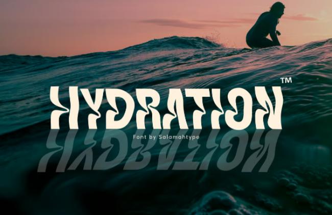 Hydration - refreshing wavy font