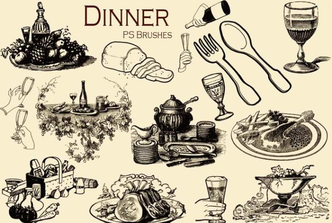 Premium Dinner Photoshop Brushes