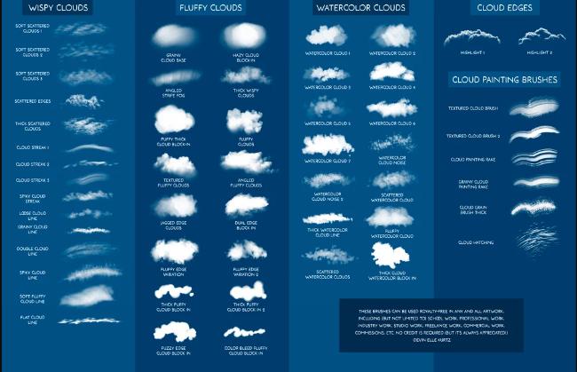 Cloud Brush Pack Procreate Cloud Brushes by Tamberella