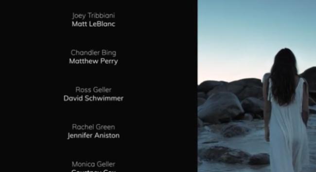 Scrolling video end-screen credits template with edge panel