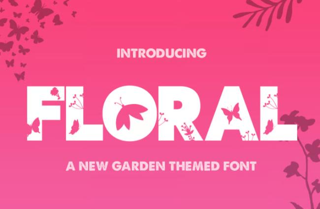 The Floral font showcasing comprehensive flower-decorated letters with diverse botanical elements and floral variety
