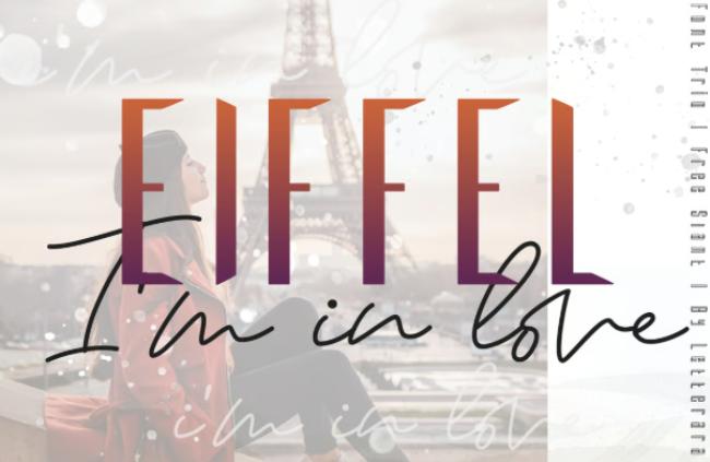 Eiffel In Love Paris Font - romantic design