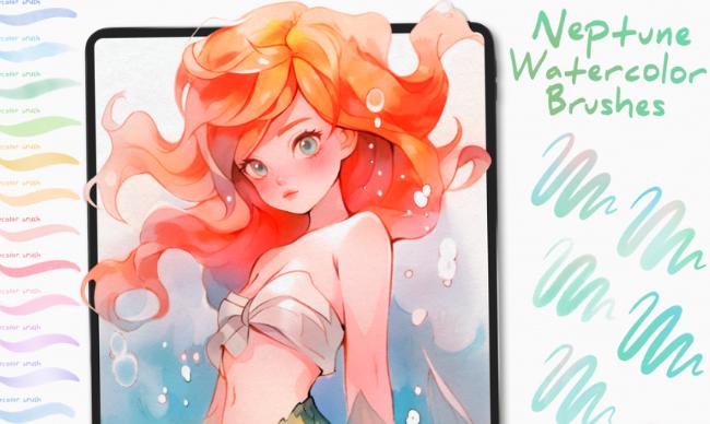 Free Neptune Watercolor Brushes for Procreate