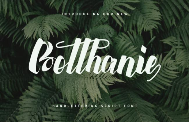 Botthanie garden font with Victorian-era botanical illustrations embedded in ornate capital letters