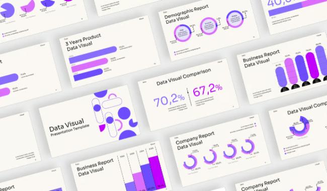 Minimalist data visualization PowerPoint template with clean layouts