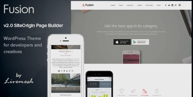 Fusion - Mobile App Landing WordPress Theme