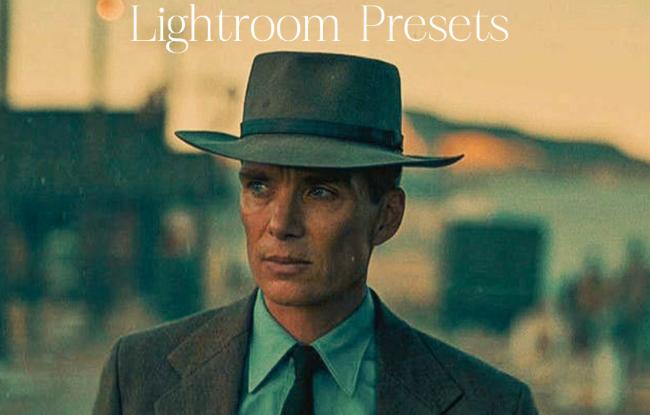 Free Oppenheimer Lightroom presets recreating Christopher Nolan's distinctive cinematic color grading and atmospheric tone