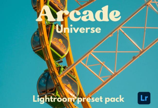 Arcade Lightroom preset showing vibrant neon colors and 80s retro-futuristic aesthetic for unique cinematic visuals