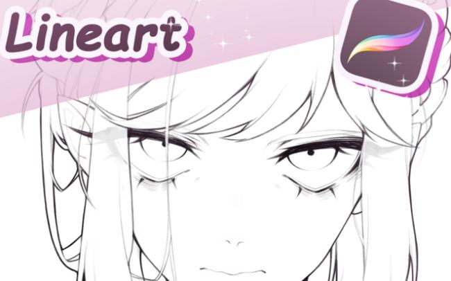Anime lineart brush for Procreate example
