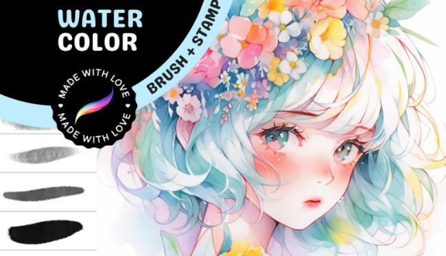 Free Procreate Anime Watercolor Brushes