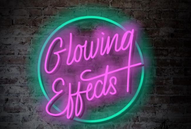 Glowing neon monoline brush creating luminous text effects with vibrant colors and glow effects
