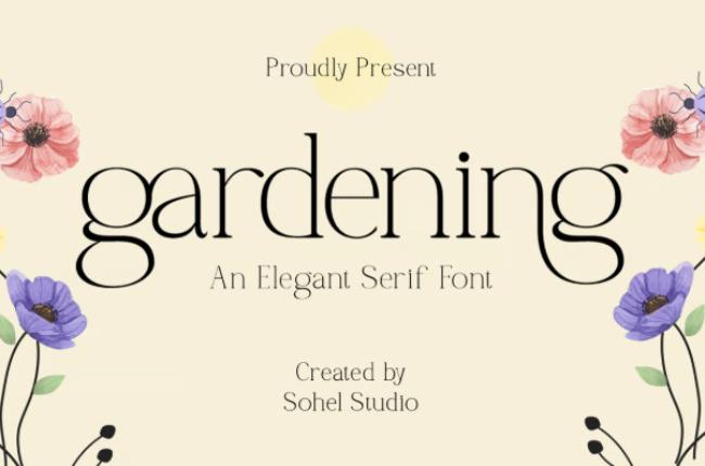 Gardening playful garden font with sprouting letters and growing plant animations
