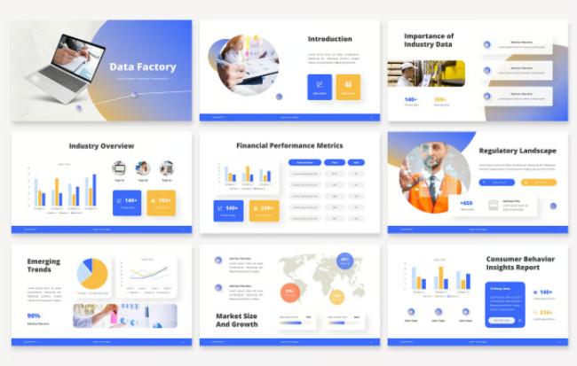 Industry-specific data presentation template with professional charts