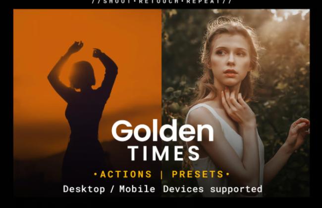 golden hour photoshop action and lightroom preset