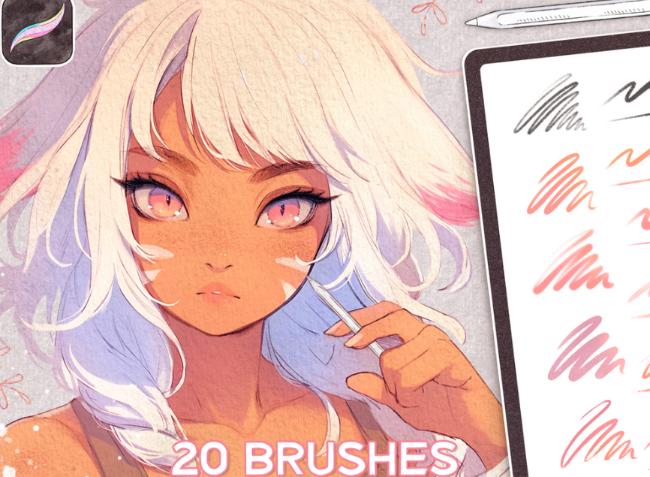 Free Watercolor Anime Soft Style Brushes