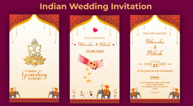 Floral Indian Wedding Invitation
