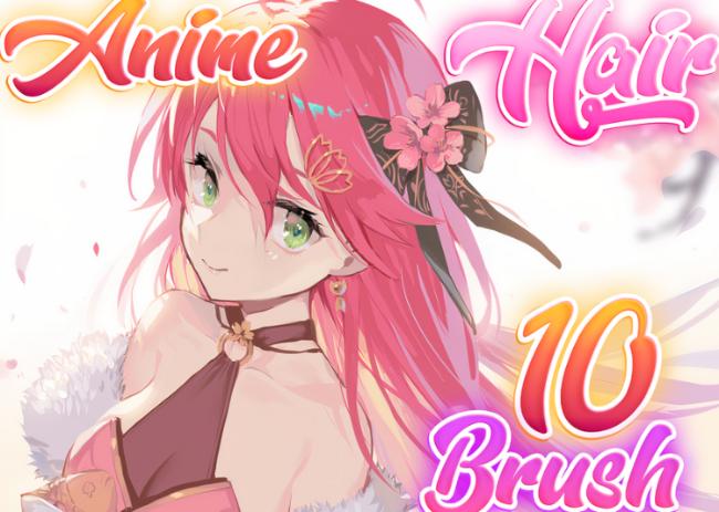 Anime Procreate hair brushes for smooth strands