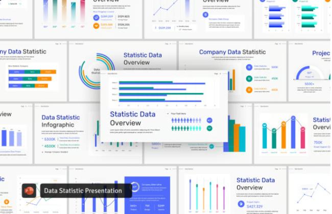 Interactive dashboard style PowerPoint template with metric displays
