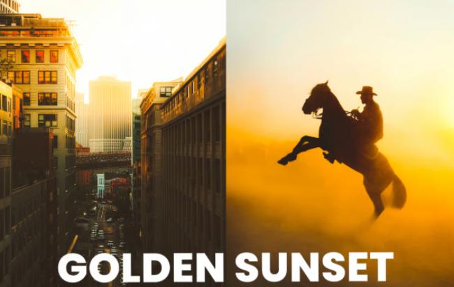 golden hour photoshop action and lightroom preset