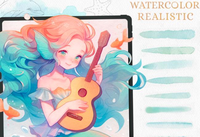 Free Realistic Siren Watercolor Brushes for Procreate