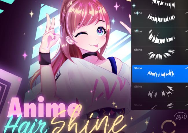 Shiny anime hair Procreate brushes