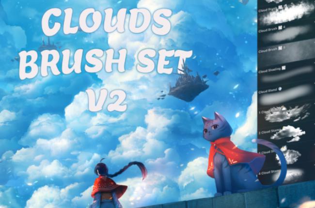 Clouds Brush Set Soft Procreate Cloud Brushes by Baobab