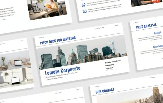 White Blue Business Pitch Deck For Investor